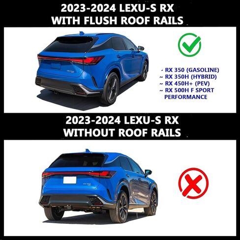 قضبان متقاطعة لحامل السقف من ROKIOTOEX تناسب 2023 2024 2025 Lexu-s RX Moonroof (غير متوافقة مع السقف البانورامي) سياج جانبي دافق، قضبان متقاطعة لصندوق الشحن على السطح، لوح التزلج، حامل الدراجة فضي in Kuwait