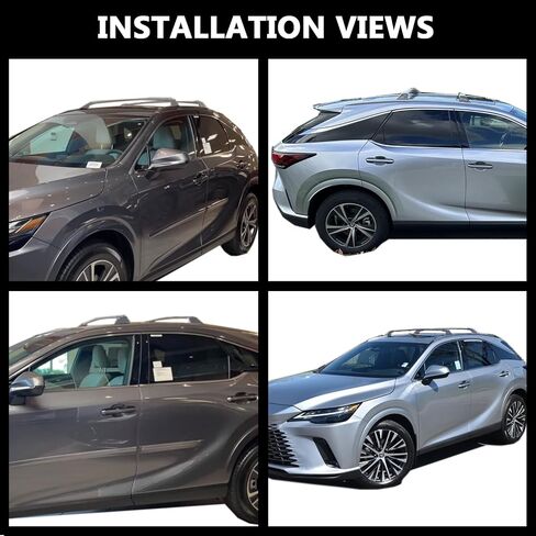 قضبان متقاطعة لحامل السقف من ROKIOTOEX تناسب 2023 2024 2025 Lexu-s RX Moonroof (غير متوافقة مع السقف البانورامي) سياج جانبي دافق، قضبان متقاطعة لصندوق الشحن على السطح، لوح التزلج، حامل الدراجة فضي in Kuwait