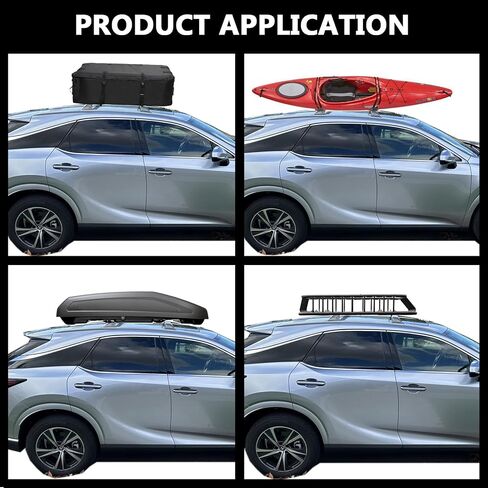 قضبان متقاطعة لحامل السقف من ROKIOTOEX تناسب 2023 2024 2025 Lexu-s RX Moonroof (غير متوافقة مع السقف البانورامي) سياج جانبي دافق، قضبان متقاطعة لصندوق الشحن على السطح، لوح التزلج، حامل الدراجة فضي in Kuwait