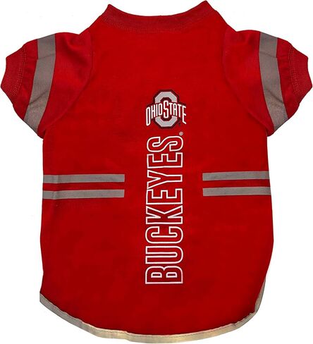 تي شيرت للكلاب من Pets First NCAA Ohio State Buckeyes، قميص كرة قدم للكلاب والقطط - تي شيرت رياضي متين للحيوانات الأليفة - 3 مقاسات، ملابس NCAA PET، تي شيرت عاكس بلون الفريق، تي شيرت رائع لكرة القدم للكلاب in Saudi Arabia