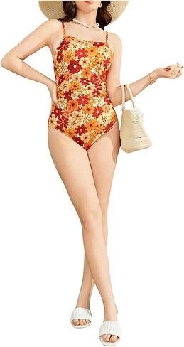 SweatyRocks Girl's One Piece Swimsuit Floral Print Spaghetti Strap Sleeveless Bathing Suit Swimwear in Saudi Arabia