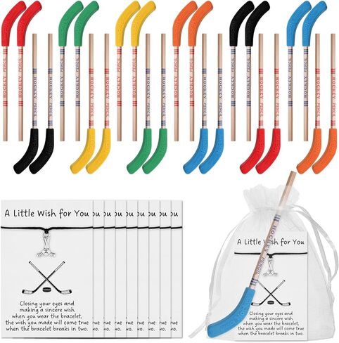 24 Sets Hockey Graduation Gifts Hockey Team Gifts Include Hockey Pencils with Erasers Hockey Pencils Hockey Wish Bracelets with Card and Gift Bags for Team Birthday Parties School Prizes in Saudi Arabia