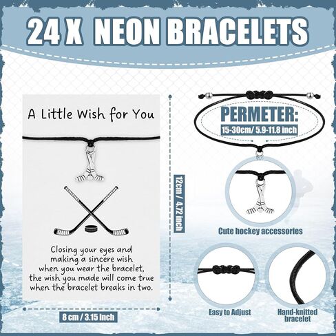 24 Sets Hockey Graduation Gifts Hockey Team Gifts Include Hockey Pencils with Erasers Hockey Pencils Hockey Wish Bracelets with Card and Gift Bags for Team Birthday Parties School Prizes in Saudi Arabia