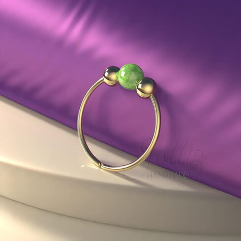 Opal Septum Ring 20G - 14K Gold Filled Septum Hoop With Green Opal - Hypoallergenic Septum Piercings in Saudi Arabia