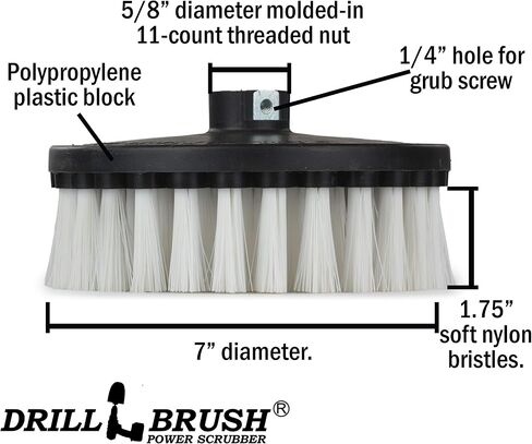 Concrete Brush - Scrub Brush for Rotary Polisher – 7 Inch Black Ultra Stiff with Nylon Bristles – Fits Variable Speed Polisher - Driveway Cleaner Brush – Concrete Floor Scrubber– Brick Cleaner Brush in Saudi Arabia