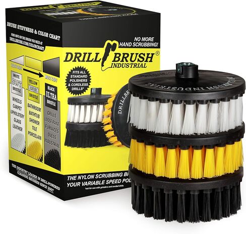 Concrete Brush - Scrub Brush for Rotary Polisher – 7 Inch Black Ultra Stiff with Nylon Bristles – Fits Variable Speed Polisher - Driveway Cleaner Brush – Concrete Floor Scrubber– Brick Cleaner Brush in Saudi Arabia