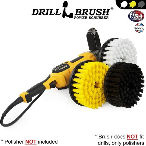 Concrete Brush - Scrub Brush for Rotary Polisher – 7 Inch Black Ultra Stiff with Nylon Bristles – Fits Variable Speed Polisher - Driveway Cleaner Brush – Concrete Floor Scrubber– Brick Cleaner Brush in Saudi Arabia