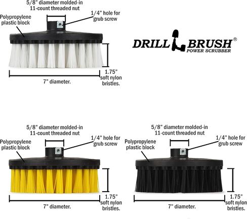 Concrete Brush - Scrub Brush for Rotary Polisher – 7 Inch Black Ultra Stiff with Nylon Bristles – Fits Variable Speed Polisher - Driveway Cleaner Brush – Concrete Floor Scrubber– Brick Cleaner Brush in Saudi Arabia