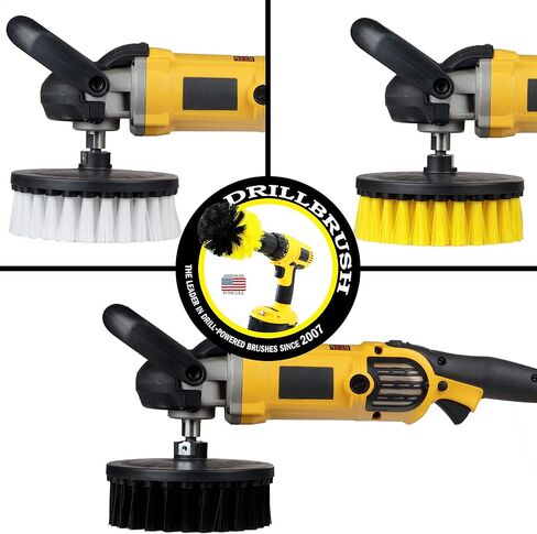 Concrete Brush - Scrub Brush for Rotary Polisher – 7 Inch Black Ultra Stiff with Nylon Bristles – Fits Variable Speed Polisher - Driveway Cleaner Brush – Concrete Floor Scrubber– Brick Cleaner Brush in Saudi Arabia