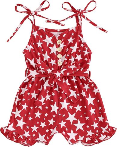 Baby Girl 4th Of July Outfits Stars Flag Ice cream Print Romper Jumpsuit Oveall Toddler Girls Summer Clothes 0-5T in Saudi Arabia