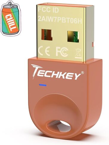 محول بلوتوث USB 5.3 لأجهزة الكمبيوتر المكتبية، قم بتوصيل وتشغيل جهاز استقبال وجهاز إرسال بلوتوث صغير V6 EDR Dongle لأجهزة الكمبيوتر المحمول بلوتوث Windows 11/10/8.1-Atomic Tangerine in Saudi Arabia