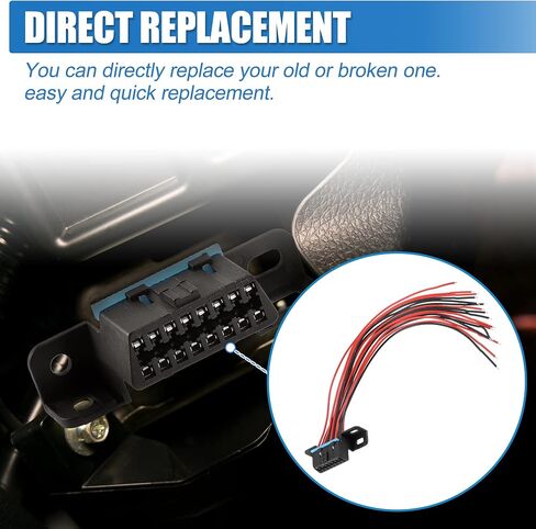 X AUTOHAUX J1962F OBD2 16 Pin Female Connector Dash Port Open Tinned Wire Pigtail Full Cables Fixed Harness Assembled Plug 12" 30cm in Saudi Arabia