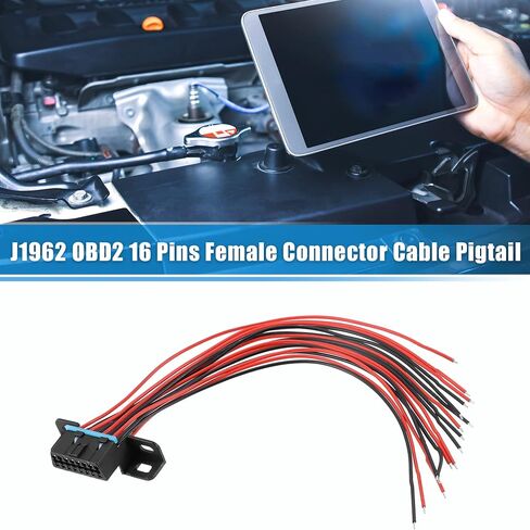 X AUTOHAUX J1962F OBD2 16 Pin Female Connector Dash Port Open Tinned Wire Pigtail Full Cables Fixed Harness Assembled Plug 12" 30cm in Saudi Arabia