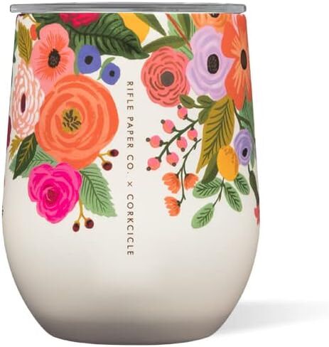 Corkcicle Stemless Flute, Triple Insulated Stainless Steel, Easy Grip, Non-slip Bottom, Keeps Beverages Chilled for 9 Hours, Garden Party Cream, 7 oz in Saudi Arabia