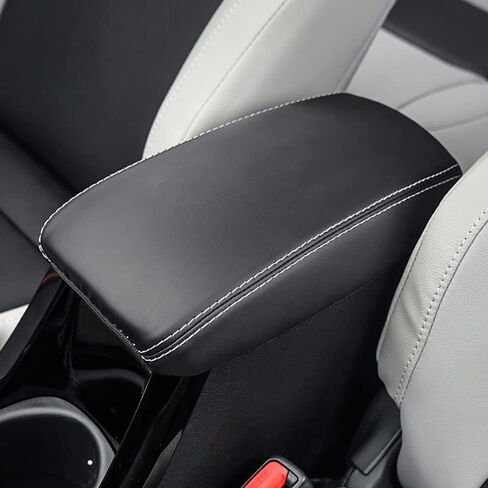 Car Armrest Cover Fit for Toyota Corolla Cross 2022 2023 2024 (Not for Toyota Corolla) Custom Fit Waterproof Leather Central Console Pad Protector,Black with White Stitches in Saudi Arabia