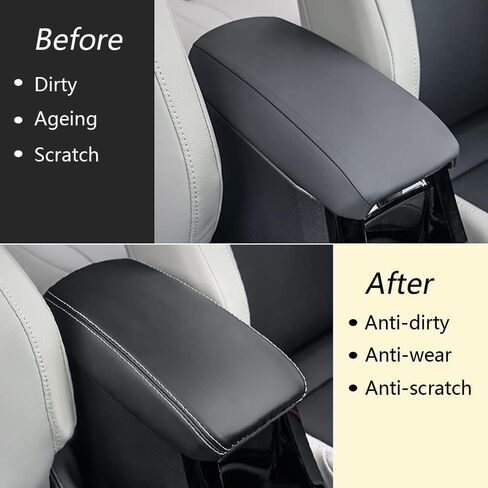 Car Armrest Cover Fit for Toyota Corolla Cross 2022 2023 2024 (Not for Toyota Corolla) Custom Fit Waterproof Leather Central Console Pad Protector,Black with White Stitches in Saudi Arabia