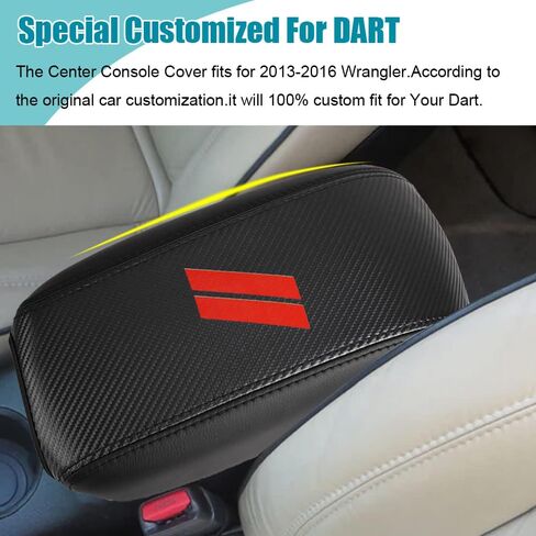 LEXLEY Center Console Pad Armrest Box Cover Waterproof Anti-Scratch Leather Protector Covers for Dodge 2013-2016 Dart-Black Stitches in Saudi Arabia
