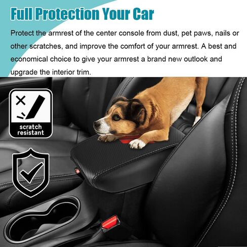 LEXLEY Center Console Pad Armrest Box Cover Waterproof Anti-Scratch Leather Protector Covers for Dodge 2013-2016 Dart-Black Stitches in Saudi Arabia