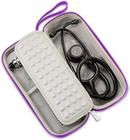 Caseling Hard Stethoscope Case Compatible with 3M Classic III, Lightweight II S.E, Cardiology IV Diagnostic, Includes ID Slot and Mesh Pocket for Nurse Accessories (Purple - Pu Leather) in Saudi Arabia