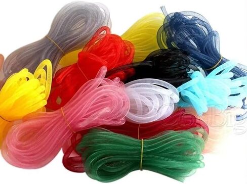 YYCRAFT 25 Yards Solid Mesh Tube Deco Flex for Wreaths Cyberlox CRIN Crafts 8mm 3/8 Inch(NO FOIL),Aqua in Saudi Arabia