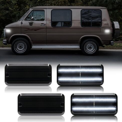 4PCS Amber+Red LED Side Marker Light Lamp Compatible with 1985-1995 G10 G20 G30 G1500 G2500 G350 / P2500 P3500 Base / P3500 Value Van / P20 P30 Step Van, Front & Rear Side Marker Lights in Saudi Arabia