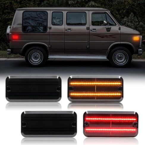 4PCS Amber+Red LED Side Marker Light Lamp Compatible with 1985-1995 G10 G20 G30 G1500 G2500 G350 / P2500 P3500 Base / P3500 Value Van / P20 P30 Step Van, Front & Rear Side Marker Lights in Saudi Arabia