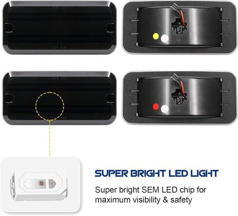 4PCS Amber+Red LED Side Marker Light Lamp Compatible with 1985-1995 G10 G20 G30 G1500 G2500 G350 / P2500 P3500 Base / P3500 Value Van / P20 P30 Step Van, Front & Rear Side Marker Lights in Saudi Arabia