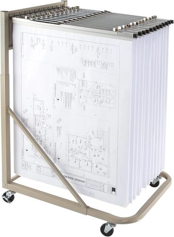 Brookside Design Mobile Blueprint Storage Rack –– Holds Up to 1200 Blueprints In 12 Blueprint Clamps - Vertical Blueprint Holder - Heavy Duty - MVPC in Kuwait