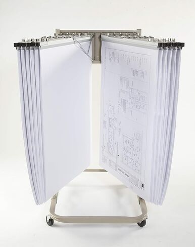 Brookside Design Mobile Blueprint Storage Rack –– Holds Up to 1200 Blueprints In 12 Blueprint Clamps - Vertical Blueprint Holder - Heavy Duty - MVPC in Kuwait