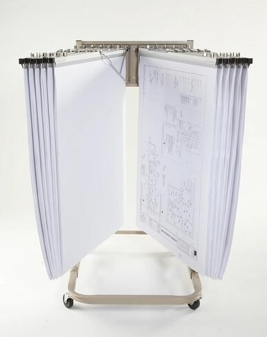 Brookside Design Mobile Blueprint Storage Rack –– Holds Up to 1200 Blueprints In 12 Blueprint Clamps - Vertical Blueprint Holder - Heavy Duty - MVPC in Kuwait
