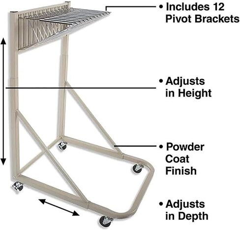 Brookside Design Mobile Blueprint Storage Rack –– Holds Up to 1200 Blueprints In 12 Blueprint Clamps - Vertical Blueprint Holder - Heavy Duty - MVPC in Kuwait