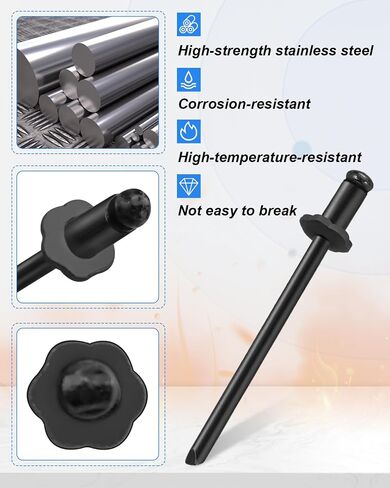 Fit for GM NOS Dash Rosette Rivets Stainless Steel, Fit for Ford Chrysler AMC VIN DOOR TAG Black 4Packs in Saudi Arabia