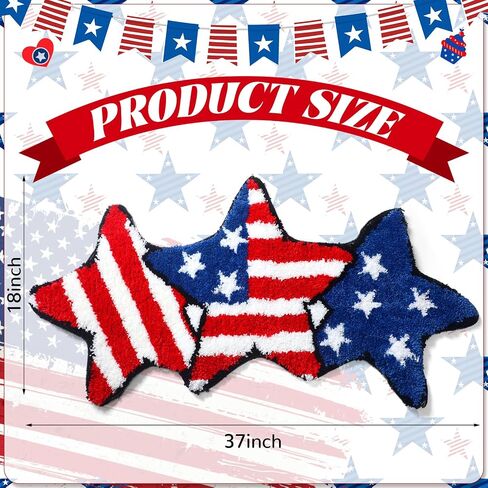 4th of July Star Doormat Patriotic Welcome Indoor Outdoor Rug Non Slip American Independence Day Floor Mats Water Absorbent Door Mats Microfiber Washable Carpet Yard Home Decor, 37 x 18 Inch in Saudi Arabia