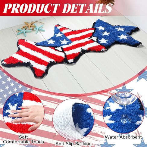4th of July Star Doormat Patriotic Welcome Indoor Outdoor Rug Non Slip American Independence Day Floor Mats Water Absorbent Door Mats Microfiber Washable Carpet Yard Home Decor, 37 x 18 Inch in Saudi Arabia
