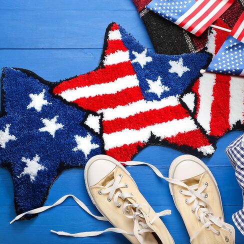 4th of July Star Doormat Patriotic Welcome Indoor Outdoor Rug Non Slip American Independence Day Floor Mats Water Absorbent Door Mats Microfiber Washable Carpet Yard Home Decor, 37 x 18 Inch in Saudi Arabia