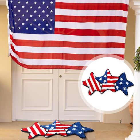 4th of July Star Doormat Patriotic Welcome Indoor Outdoor Rug Non Slip American Independence Day Floor Mats Water Absorbent Door Mats Microfiber Washable Carpet Yard Home Decor, 37 x 18 Inch in Saudi Arabia
