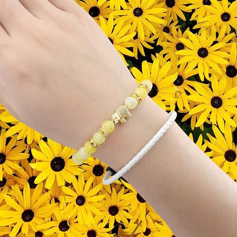 8mm Round Natural Stone CZ Gold Micro Pave Diamond Elephant Bracelet Yoga Balancing Reiki Healing Jewelry, 7.5" in Saudi Arabia