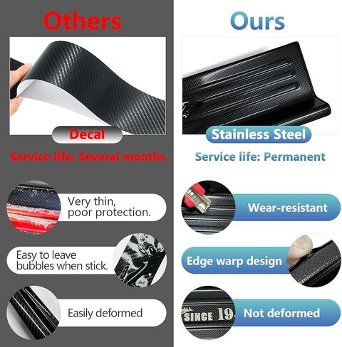 واقي دخول من الفولاذ المقاوم للصدأ لعام 2018-2022 2023 Wrangler JL JLU واقي عتبة الباب واقي حافة الباب مع ملصق العلم الأمريكي، أسود in Kuwait