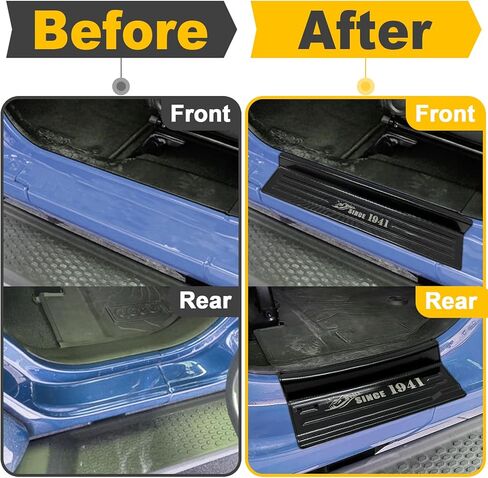 واقي دخول من الفولاذ المقاوم للصدأ لعام 2018-2022 2023 Wrangler JL JLU واقي عتبة الباب واقي حافة الباب مع ملصق العلم الأمريكي، أسود in Kuwait