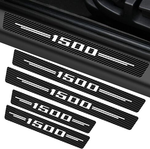 4PCS for 1500 Car Door Sill Protector - Door Entry Guard Threshold Scratch Protection Sticker, Carbon Fiber Leather Car Door Anti Kick Pad Stickers for 1500 Accessories Decoration -White in Saudi Arabia