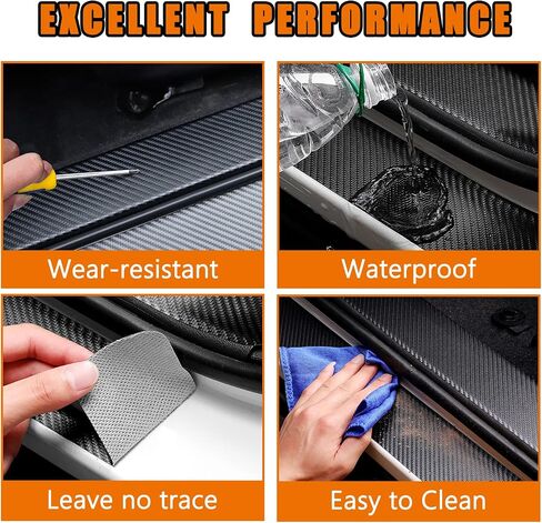 4PCS for 1500 Car Door Sill Protector - Door Entry Guard Threshold Scratch Protection Sticker, Carbon Fiber Leather Car Door Anti Kick Pad Stickers for 1500 Accessories Decoration -White in Saudi Arabia