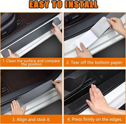 4PCS for 1500 Car Door Sill Protector - Door Entry Guard Threshold Scratch Protection Sticker, Carbon Fiber Leather Car Door Anti Kick Pad Stickers for 1500 Accessories Decoration -White in Saudi Arabia