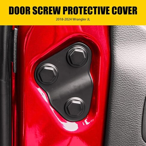 2 PCS Car Door Screw Cover, ABS Dust-Proof Anti-Rust Front Door Screw Protection Lid, Sports Decoration Device, Compatible with Wrangler JL JT Modification Protection Accessories (Black) in Saudi Arabia