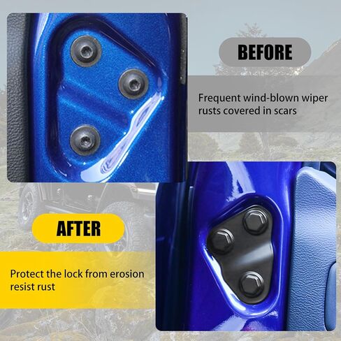 2 PCS Car Door Screw Cover, ABS Dust-Proof Anti-Rust Front Door Screw Protection Lid, Sports Decoration Device, Compatible with Wrangler JL JT Modification Protection Accessories (Black) in Saudi Arabia