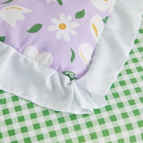 3 Pieces Crib Bedding Set Baby Ruffle Quilted Comforter with Fitted Sheet and Bed Skirt - Cute Ruffled Shabby Chic Baby Bedding Soft Blanket DesignOrange Flowers in Saudi Arabia