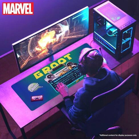 Marvel Desk Mat Large Mouse Mat 31.2 x 13.9" Desk Protector Mat for PC Laptop Keyboard Office Supplies Gaming Accessories Non Slip - Gaming Gifts for Men (Black Marvel) in Saudi Arabia