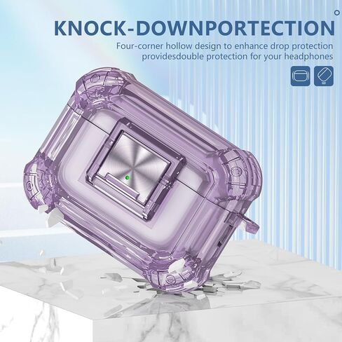 غطاء حماية شفاف لجهاز AirPods Pro الجيل الثاني مع مشبك قفل آمن حماية كاملة من السقوط، مادة TPU ناعمة عالية الشفافية ومجهز بمجموعة أدوات تنظيف (وردي) in Kuwait