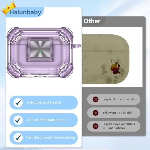 غطاء حماية شفاف لجهاز AirPods Pro الجيل الثاني مع مشبك قفل آمن حماية كاملة من السقوط، مادة TPU ناعمة عالية الشفافية ومجهز بمجموعة أدوات تنظيف (وردي) in Kuwait