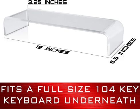 Circuit City Essentials Acrylic Monitor Stand Riser Space Saving Computer Desk Shelf Organizer for Laptops, iMac, Printers, Keyboards & Screens Up to 30-Inch and 50 lbs Clear in Kuwait