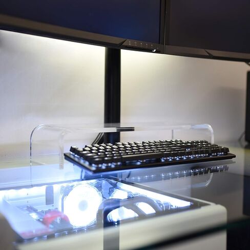 Circuit City Essentials Acrylic Monitor Stand Riser Space Saving Computer Desk Shelf Organizer for Laptops, iMac, Printers, Keyboards & Screens Up to 30-Inch and 50 lbs Clear in Kuwait